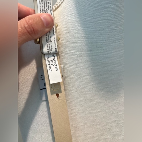 NWT J. Crew Thin Italian spazzolato leather belt cream with shiny Gold Buckle L - Picture 9 of 13